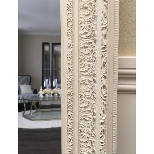  West Frames Elegance Ornate Embossed Wood Framed Leaner Floor Mirror (Silver Gold)