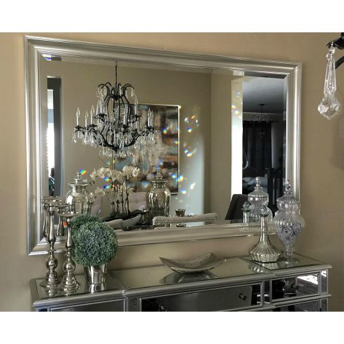 West Frames Paris Rectangle Decorative Wood Frame Wall Mirror (Silver Gold, 29 x 35)