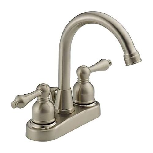  Westbrass WAS00X-07 2-Handle Hi-Arc Spout Centerset Bathroom Faucet, Satin Nickel