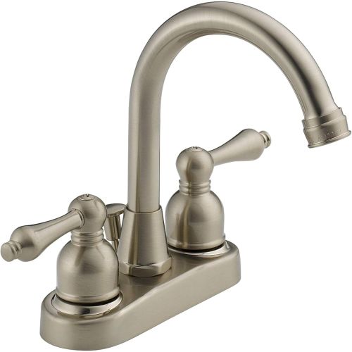  Westbrass WAS00X-07 2-Handle Hi-Arc Spout Centerset Bathroom Faucet, Satin Nickel