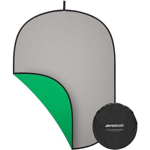  Westcott Collapsible Backdrop (Chroma Green/Gray, 5 x 6.5')