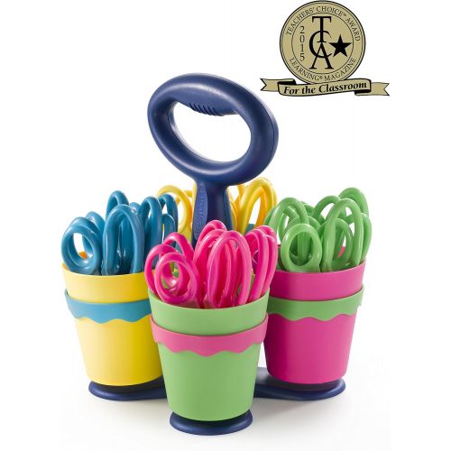  [아마존 핫딜]  [아마존핫딜]Westcott School Scissor Caddy and Kids Scissors With Anti-microbial Protection, 24 Scissors and 1 Caddy, 5-Inch Blunt (14756)