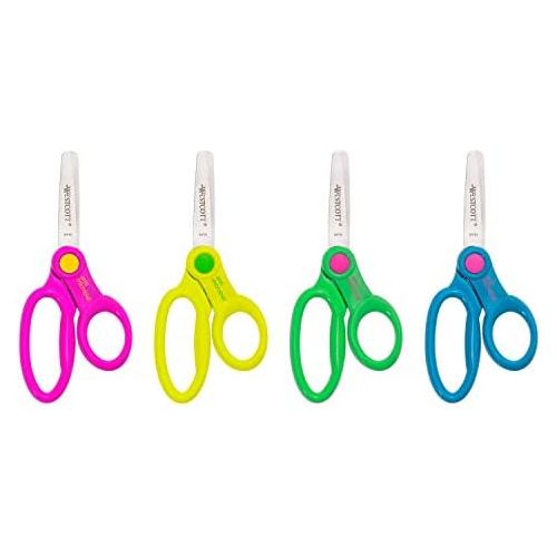  [아마존베스트]Westcott 5 School Pack of Kids Scissors with Anti-Microbial Protection, Blunt, Assorted Colors (Pack of 12)