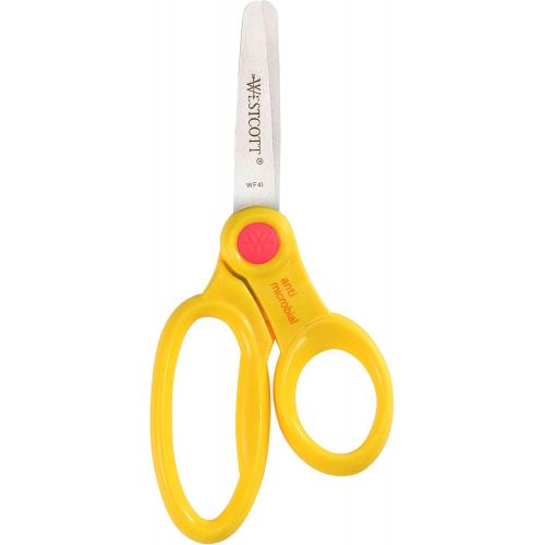  [아마존베스트]Westcott 5 School Pack of Kids Scissors with Anti-Microbial Protection, Blunt, Assorted Colors (Pack of 12)