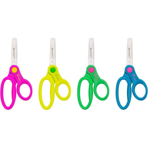  [아마존베스트]Westcott 5 School Pack of Kids Scissors with Anti-Microbial Protection, Blunt, Assorted Colors (Pack of 12)