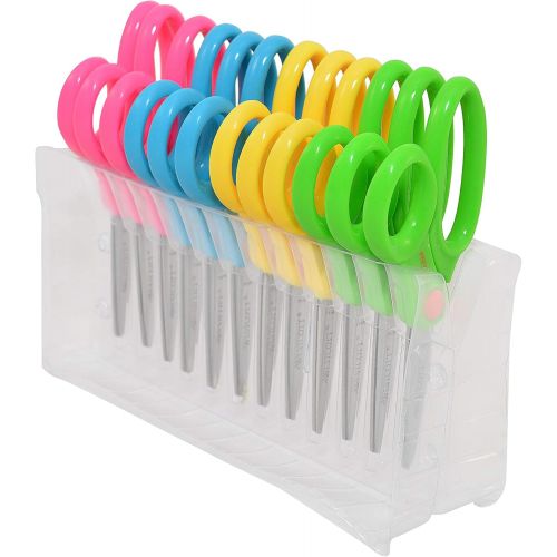  [아마존베스트]Westcott 5 School Pack of Kids Scissors with Anti-Microbial Protection, Blunt, Assorted Colors (Pack of 12)
