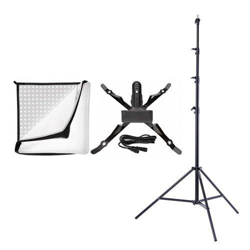  Westcott Flex 1x1 X-Bracket Mount Daylight LED Mat Set - Bundle With Flashpoint Pro Air Cushioned Heavy Duty Light Stand - 13