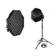 Westcott Rapid Box Octa Kit with 8 Light Stand, and Beauty Dish Deflector Plate - Bundle Fabric Grid