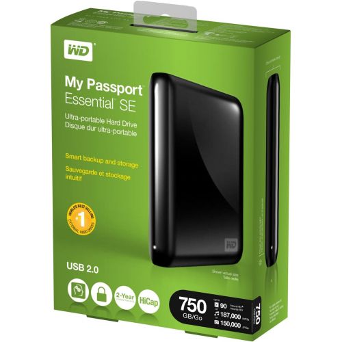  Western Digital WD My Passport Essential SE 750 GB USB 2.0 Portable External Hard Drive (Midnight Black)