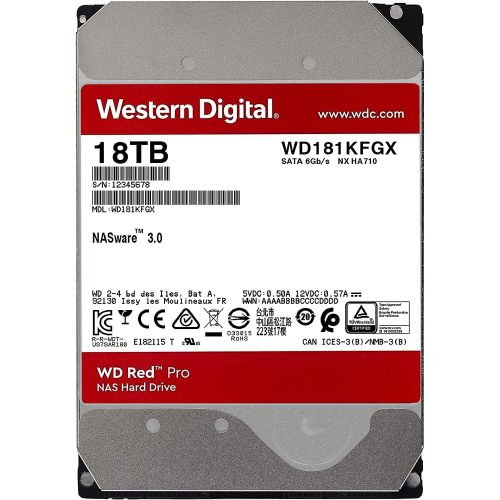  Western Digital - WD Red Pro 18TB 3.5 NAS Hard Disk Drive - 7200 RPM, SATA 6 Gb/s, CMR, 256 MB Cache, 3.5 Internal HDD, Crypto Chia Mining - WD181KFGX - BROAGE HDMI Cable
