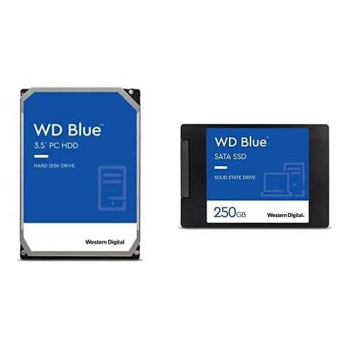  Western Digital WD Blue 3D NAND 250GB SATA III SSD + WD Blue 1TB SATA III 7200 RPM Hard Drive Bundle