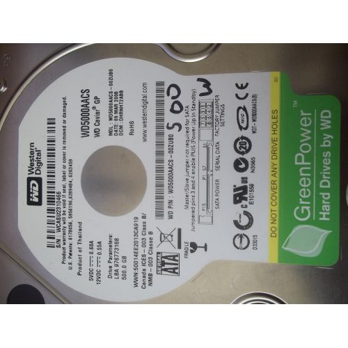  Western Digital Caviar Green 500 GB Bulk/OEM Hard Drive 3.5 Inch, 16 MB Cache, 5400 RPM SATA II WD5000AACS