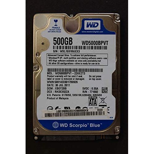  Western Digital WD5000BPVT, DELL SCORPIO BLUE 500GB 5400 RPM 2.5 SATA HARD DRIVE