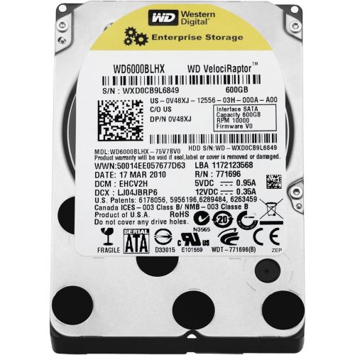  Western Digital WD VelociRaptor 600 GB Workstation Hard Drive: 2.5 Inch, 10000 RPM, SATA III, 32 MB Cache - WD6000BLHX