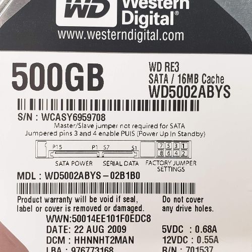 Western Digital WD5002ABYS-02B1B0 500GB, Internal Hard Drive