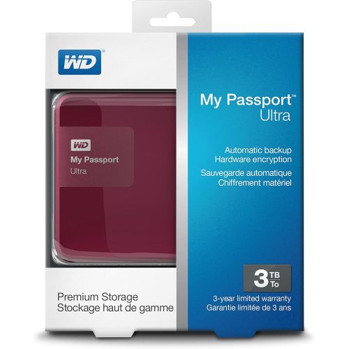  Western Digital WD 3TB Berry My Passport Ultra Portable External Hard Drive - USB 3.0 - WDBBKD0030BBY-NESN
