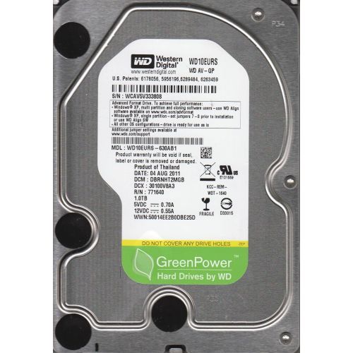  WD10EURS-630AB1, DCM DBRNHT2MGB, Western Digital 1TB SATA 3.5 Hard Drive