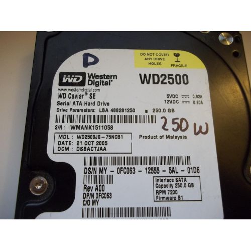  Western Digital Caviar SE 250 GB 3.5 Inch Hard Drive (WD2500JS)