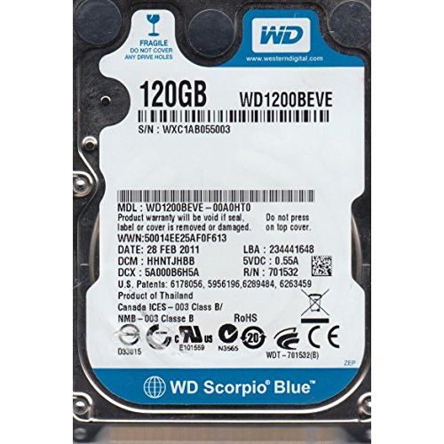  WD1200BEVE-00A0HT0 Western Digital 120GB 5400RPM ATA 100 2.5 inch Scorpio Hard Drive