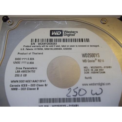  Western Digital WD 250GB SATA2 Bulk/OEM Hard Drive WD2500YS