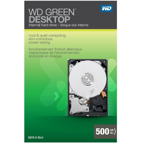  Western Digital WD Green Desktop 500GB SATA 6.0 GB/s 3.5-Inch Internal Desktop Hard Drive Retail Kit