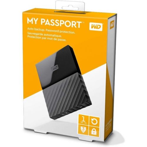  Western Digital WD 1TB Black My Passport Portable External Hard Drive - USB 3.0 - WDBYNN0010BBK-WESN