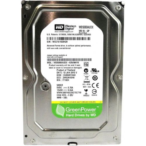  WESTERN DIGITAL WD5000AUDX AV-GP Green 500GB 32MB cache SATA 6.0Gb/s 3.5 internal hard drive (Bare Drive)