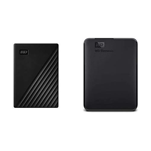  Western Digital WD 2TB My Passport Portable External Hard Drive, Black - WDBYVG0020BBK-WESN & 2TB WD Elements Portable External Hard Drive, USB 3.0 - WDBU6Y0020BBK-WESN