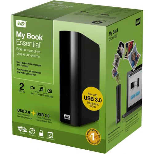  Western Digital WD My Book 2TB External Hard Drive Storage USB 3.0 File Backup and Storage