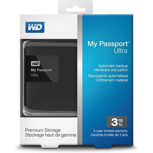  Western Digital WD 3TB Black My Passport Ultra Portable External Hard Drive - USB 3.0 - WDBBKD0030BBK-NESN