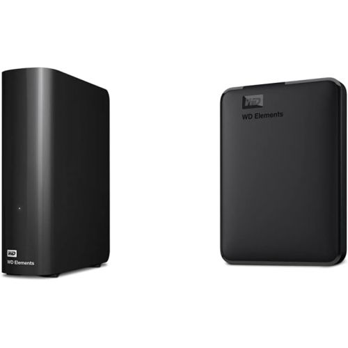  Western Digital 10TB Elements Desktop Hard Drive - USB 3.0 - WDBWLG0100HBK-NESN Bundle with WD 5TB Elements Portable External Hard Drive, USB 3.0 - WDBU6Y0050BBK-WESN