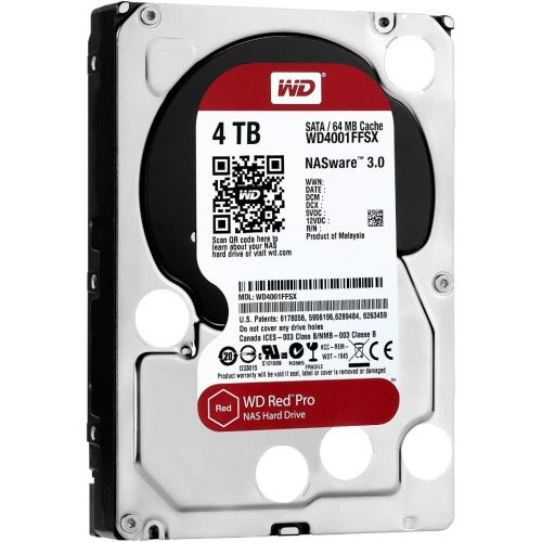 Western Digital WD Red Pro 4TB NAS Hard Disk Drive - 7200 RPM SATA 6 Gb/s 64MB Cache 3.5 Inch - WD4001FFSX