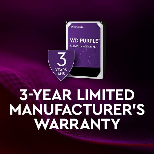  Western Digital 10TB WD Purple Surveillance Internal Hard Drive - SATA 6 Gb/s, , 256 MB Cache, 3.5 - WD101PURZ (Old Version)