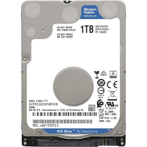  Western Digital 1TB WD Blue Mobile Hard Drive HDD - 5400 RPM, SATA 6 Gb/s, 128 MB Cache, 2.5 - WD10SPZX