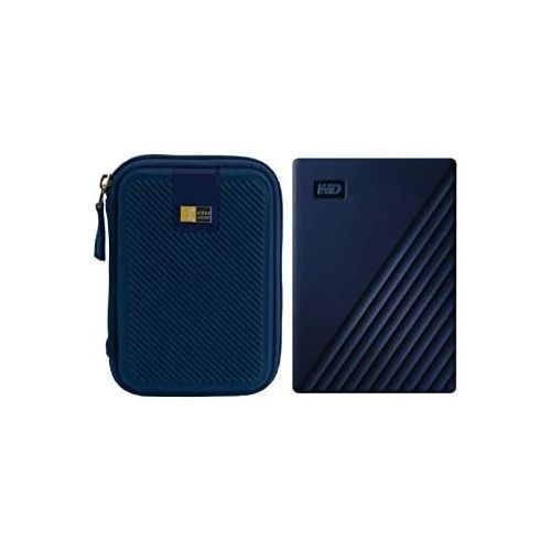  Western Digital WD 2TB My Passport for Mac USB 3.0 Slim Portable External Hard Drive (Midnight Blue) + Compact Hard Drive Case (Navy Blue) (2TB, Midnight Blue)