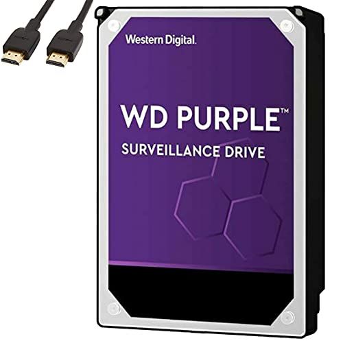  Western Digital - WD 8TB Purple Surveillance Internal Hard Drive - 7200 RPM Class, SATA 6 Gb/s, 256MB Cache, 3.5, Crypto Chia Mining - WD82PURZ - BROAGE HDMI Cable