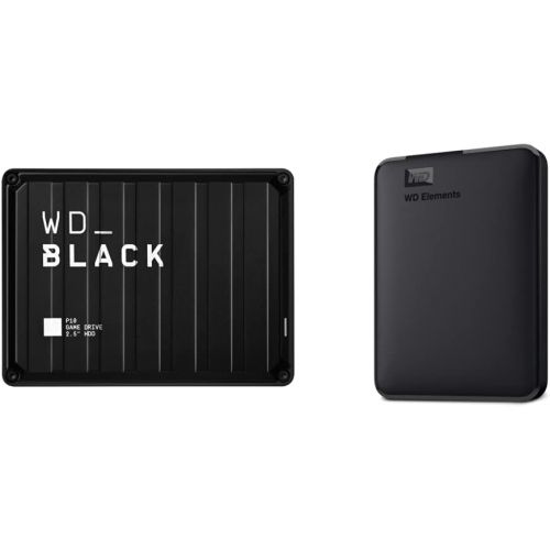  Western Digital WD_Black 5TB P10 Game Drive, Portable External Hard Drive Compatible with Playstation, Xbox, PC, & Mac - WDBA3A0050BBK-WESN & 2TB WD Elements Portable External Hard Drive, USB 3.0