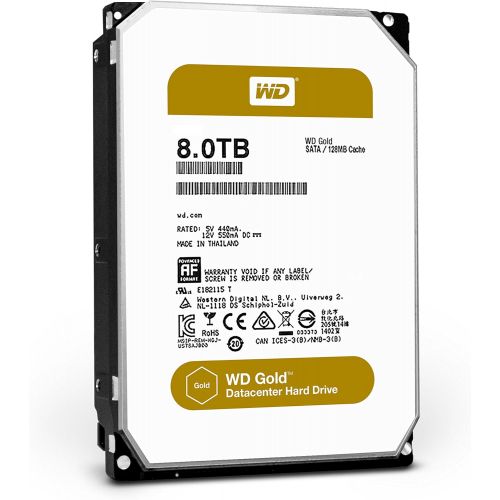  Western Digital WD Gold 8TB Datacenter Hard Disk Drive - 7200 RPM Class SATA 6 Gb/s 128MB Cache 3.5 Inch - WD8002FRYZ