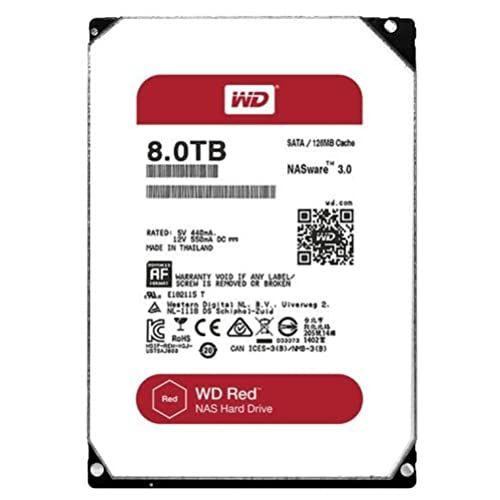  Western Digital WD Red 8TB NAS Hard Disk Drive - 5400 RPM Class SATA 6 Gb/s 128MB Cache 3.5 Inch - WD80EFZX