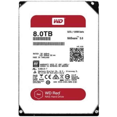  Western Digital WD Red 8TB NAS Hard Disk Drive - 5400 RPM Class SATA 6 Gb/s 128MB Cache 3.5 Inch - WD80EFZX