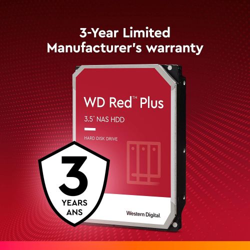  Western Digital 10TB WD Red Plus NAS Internal Hard Drive HDD - 7200 RPM, SATA 6 Gb/s, CMR, 256 MB Cache, 3.5 - WD101EFBX