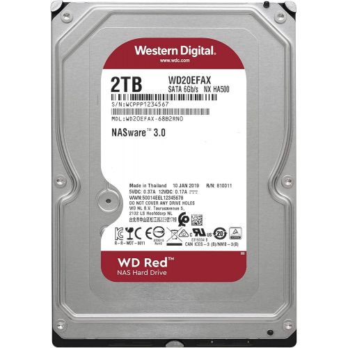  Western Digital 2TB WD Red NAS Internal Hard Drive HDD - 5400 RPM, SATA 6 Gb/s, SMR, 256MB Cache, 3.5 - WD20EFAX