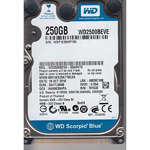  WD2500BEVE-00A0HT0, DCM DAYTJBNB, Western Digital 250gb IDE 2.5 Hard Drive