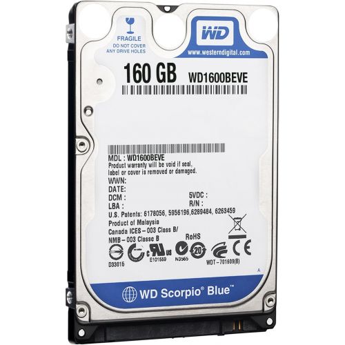  Western Digital 160 GB Scorpio Blue 100 Mb/s 5400 RPM 8 MB Cache Bulk/OEM Notebook Hard Drive - WD1600BEVE