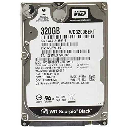  Western Digital WD Black 320 GB Mobile Hard Drive, 2.5 Inch, 7200 RPM, SATA II, 16 MB Cache (WD3200BEKT) (Old Model)