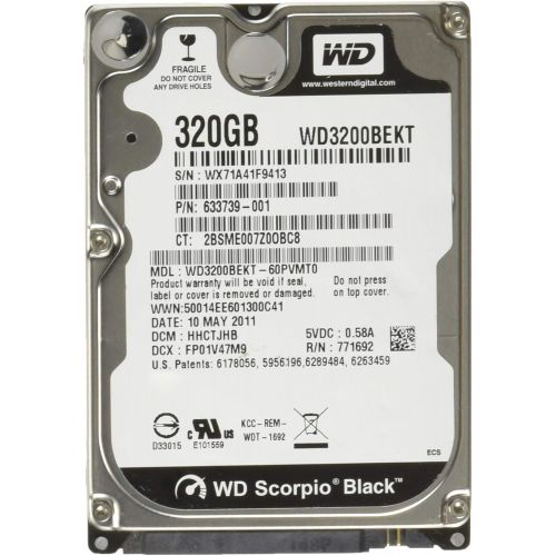  Western Digital WD Black 320 GB Mobile Hard Drive, 2.5 Inch, 7200 RPM, SATA II, 16 MB Cache (WD3200BEKT) (Old Model)