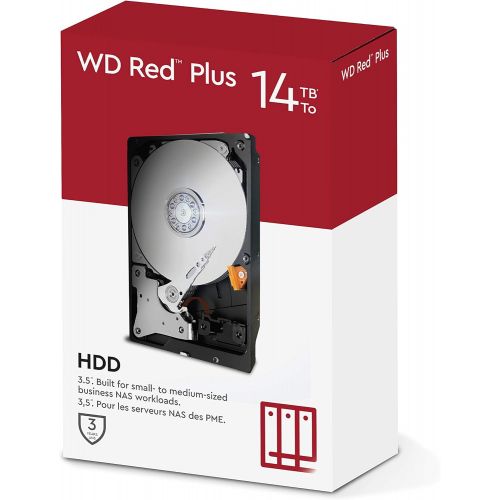  Western Digital WD Red Plus 14TB NAS 3.5 Internal Hard Drive - 5400 RPM Class, SATA 6 Gb/s, CMR, 512MB Cache