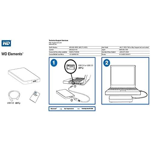  [아마존베스트]Western Digital WD 2TB Elements Portable External Hard Drive, USB 3.0 - WDBU6Y0020BBK-WESN