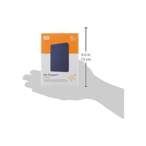  [아마존베스트]Western Digital WD5TB MyPassportUltra Blue Portable External Hard Drive, USB-C - WDBFTM0050BBL-WESN