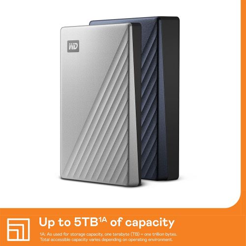  [아마존베스트]Western Digital WD 4TB MyPassportUltra SilverPortable External Hard Drive, USB-C - WDBFTM0040BSL-WESN